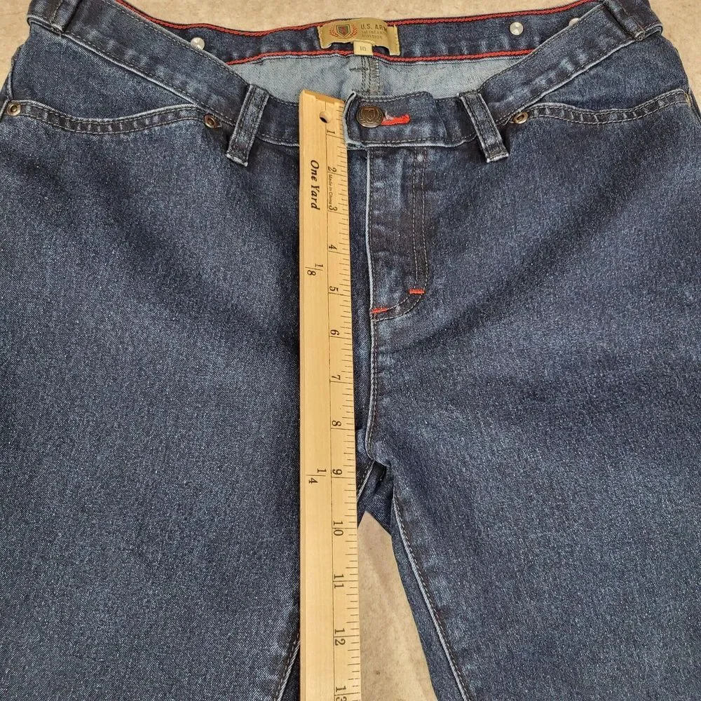 US Army 1st Infantry Division Jeans Womens 10 Blue Denim Dark Wash 32x29 Stretch